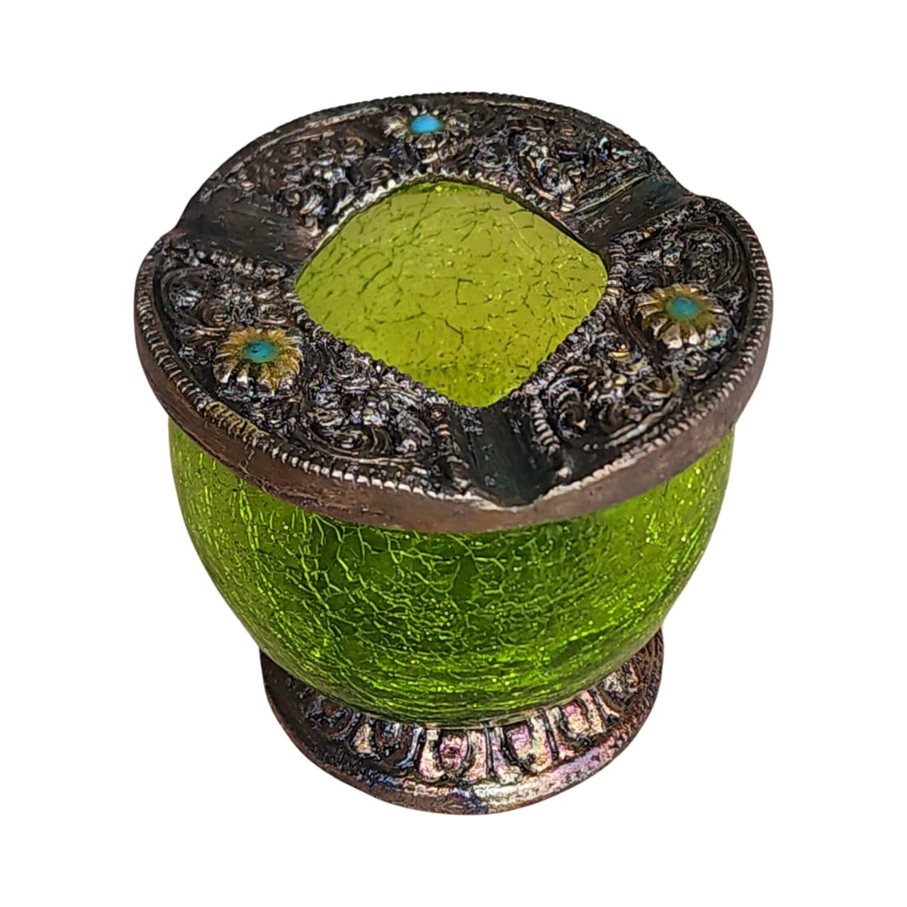 QUESERA® Ashtray 2 Pack, Glass Multicolor Ashtrays For Cigarettes, Cigar Glass Ashtray For Restaurant Outdoor Home Decoration (8 x 6 cm)