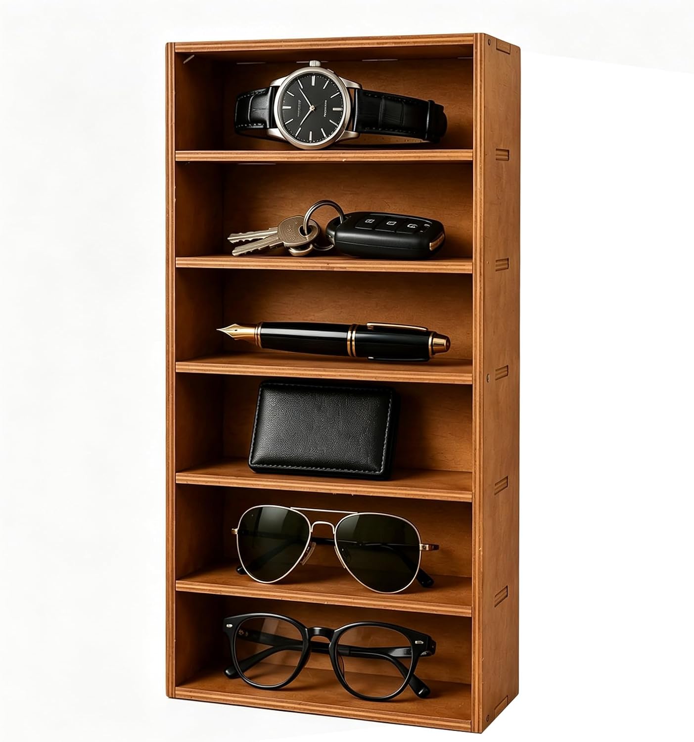 6-Tier Wooden Glasses Holder Display Case for Multiple Pairs Eyeglasses | Wooden Eyeglass Organizer,Modern Eyewear Storge for Dresser, Nightstand & Office