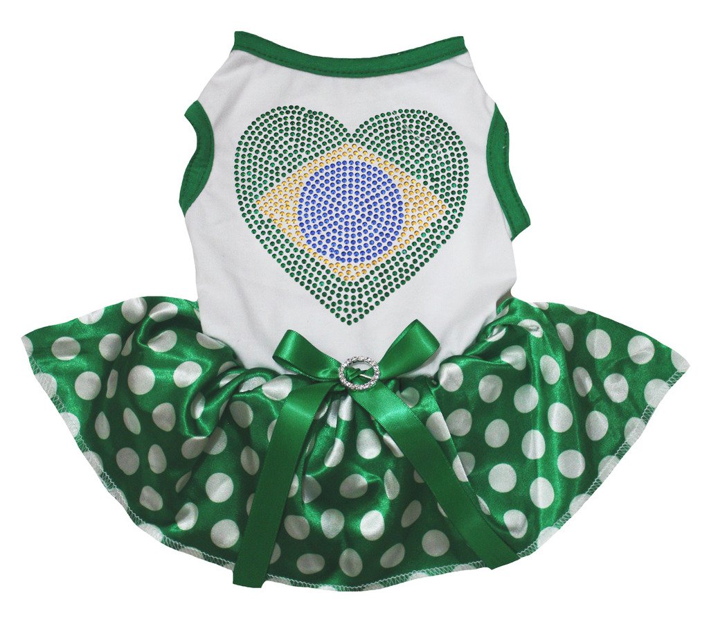 Robe chien pois vert coton idéale pour les balades d'été de votre animal