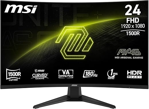 MSI MAG 244C 24 Inch FHD Curved Gaming Monitor - 1500R 1920...