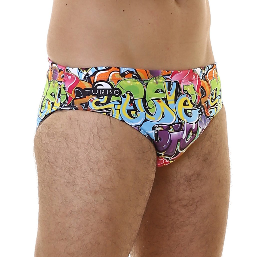 Bañador Slip Waterpolo Competición Natación Triatlón Graffitti 2XL/38