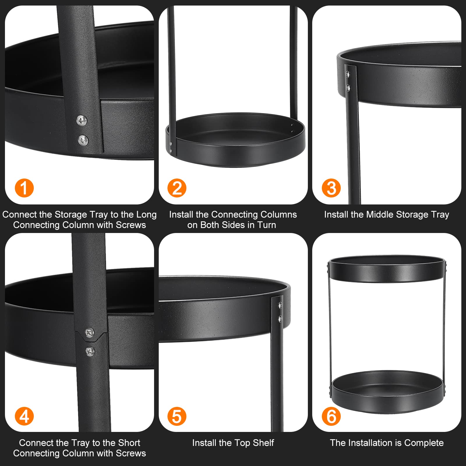 sourcing map Lazy Susan Organiseur 2 Niveau Plateau Tournant Rotatif Noir