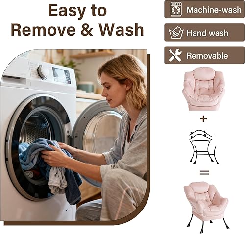 Miniatura 76 de Welnow Silla Lazy con otomana, moderna silla de descanso con reposabrazos y un bolsillo lateral, sillón para sofá de ocio, sillón de lectura