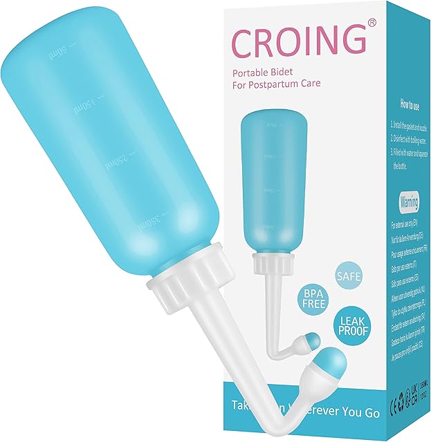 CROING 350ML Travel Bidet Bottle with Cap - Portable Bidet - The Easy Bidet for Postpartum Essentials ( Green )