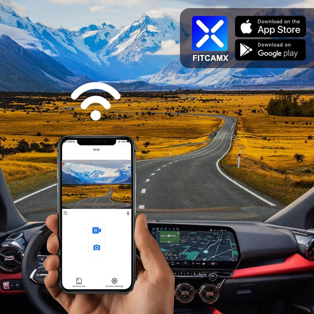 Fitcamx 4K Dash Cam for 2024 Chevy Blazer EV LT RS (HD2-D1300) with Auto-Dimming, OEM Factory Look, UHD 2160P Video, Built-in WiFi & APP, Loop Recording, G-Sensor, Plug & Play, 64GB Card