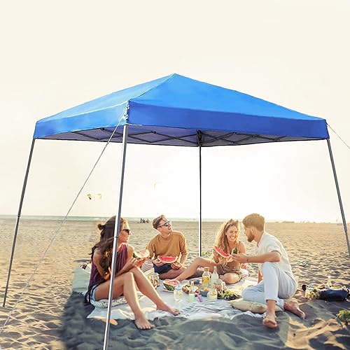 Miniatura 9 de PHI VILLA Toldo de refugio instantáneo, pierna en ángulo de 12 x 12 pies, toldo con bloqueo UV, para patio al aire libre, ligero, azul