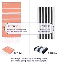 Vista 55 de Oversized Turkish Beach Towel 38’’x71’’ - Set of 2 100% Turkish Cotton Lightweight Sand Free Quick Dry Pool Towels Extra Large Bath Towels for