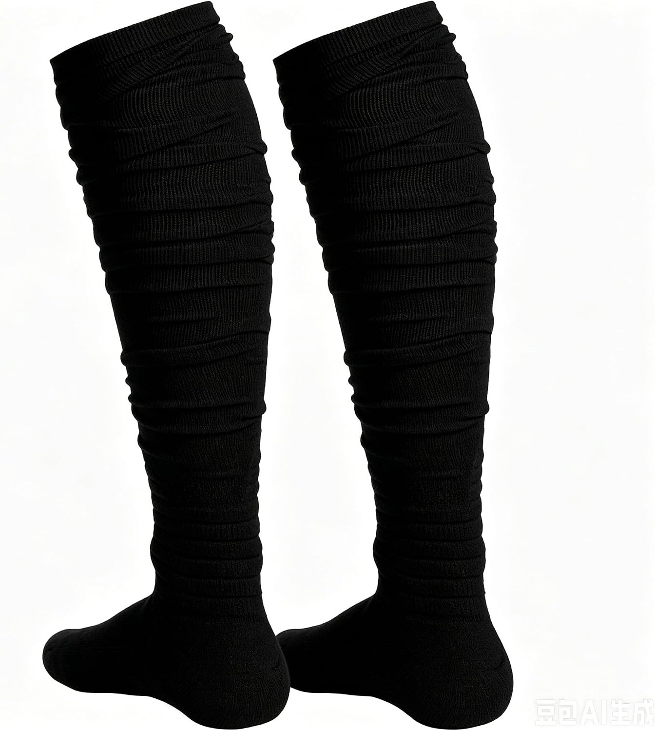 Finerview Scrunch Football Socks 2 Pairs, Extra Long Padded Sports Socks for Men & Women