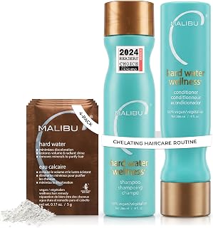 Malibu C Hard Water Wellness Remedy - Hard Water Shampoo, Conditioner & Hair Mask Packets for Removing Deposits and Impurities - Hydrating Hair Care Set (6 Ct)