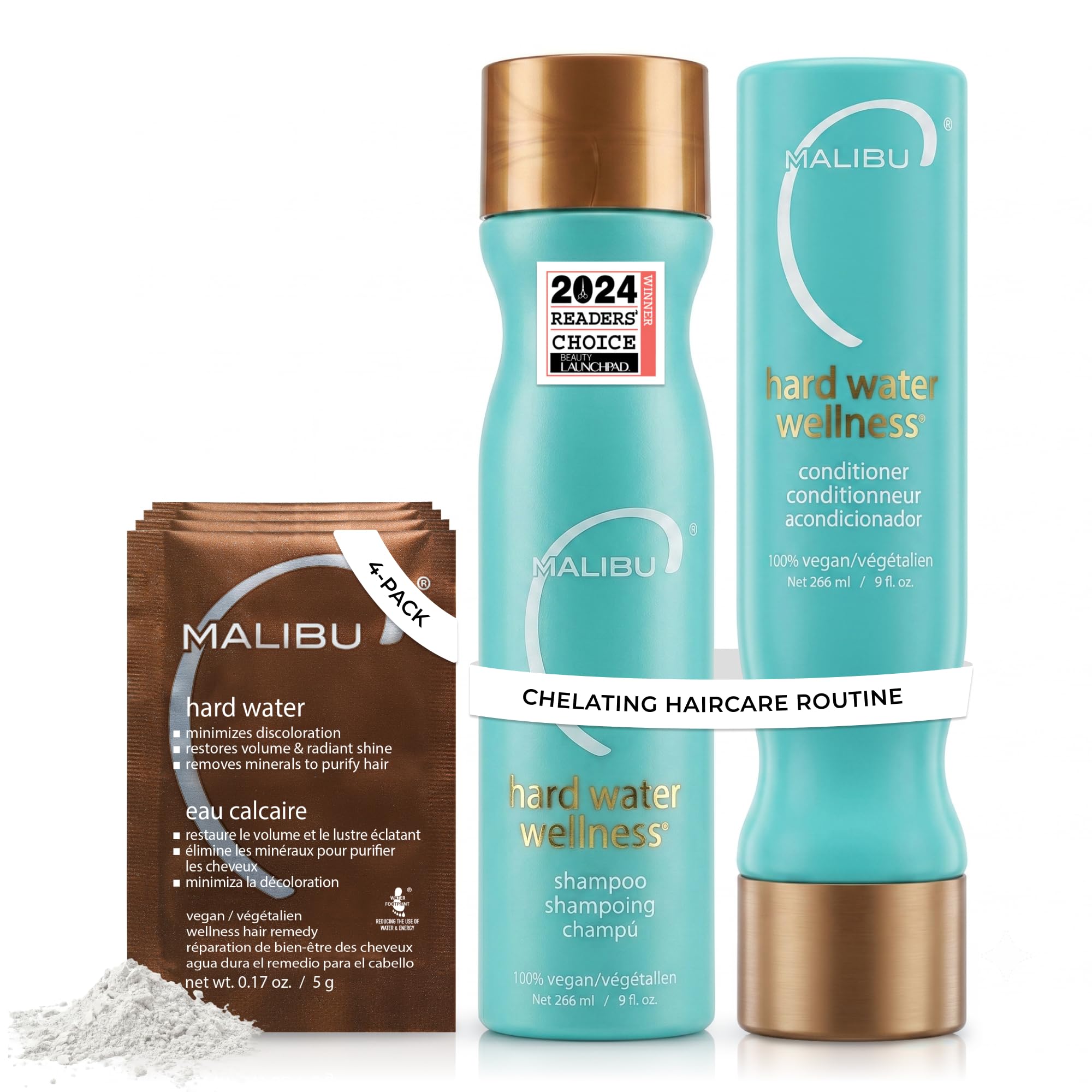 Malibu C Hard Water Wellness Collection Shampoo 266 ml + Conditioner 266 ml + Säckchen 4 x 5 g