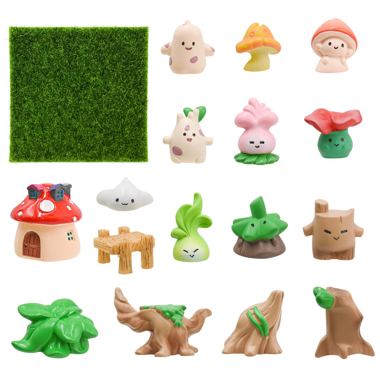 17PCS Mini Garden Accessories,Miniature Animals Ornament Kit,Micro Landscape Ornament,Fairytale Forest Decoration,Plant House Dollhouse Decor