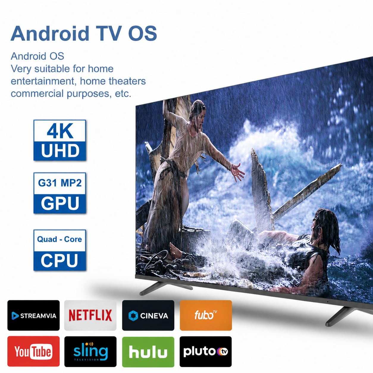 Boîtier TV Android 2026 4Go RAM 32Go ROM,HDMI, USB 2.0,WiFi