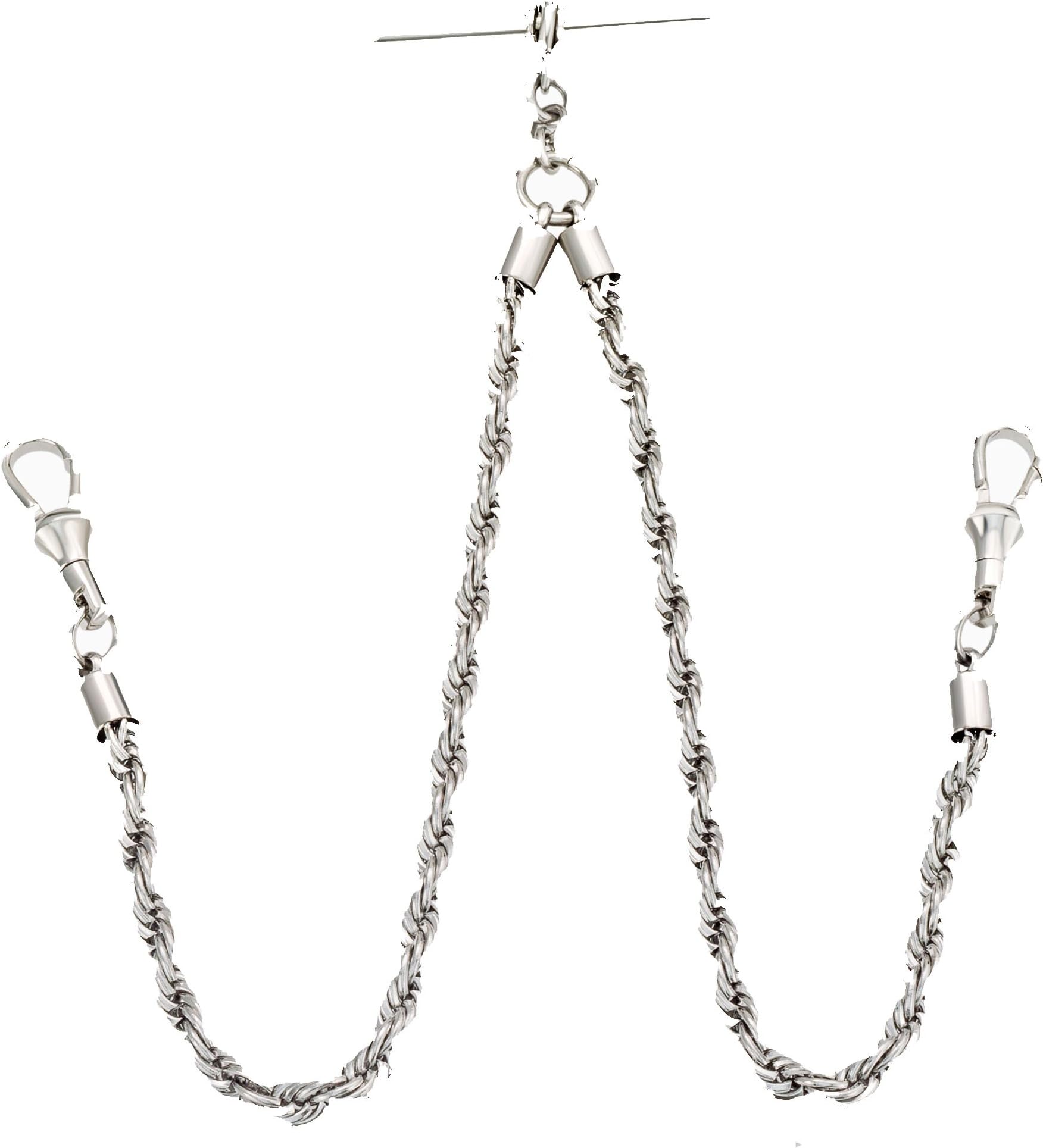 14'' T Bar DOUBLE ALBERT ROPE VEST WATCH Chain for Men in Stainless Steel