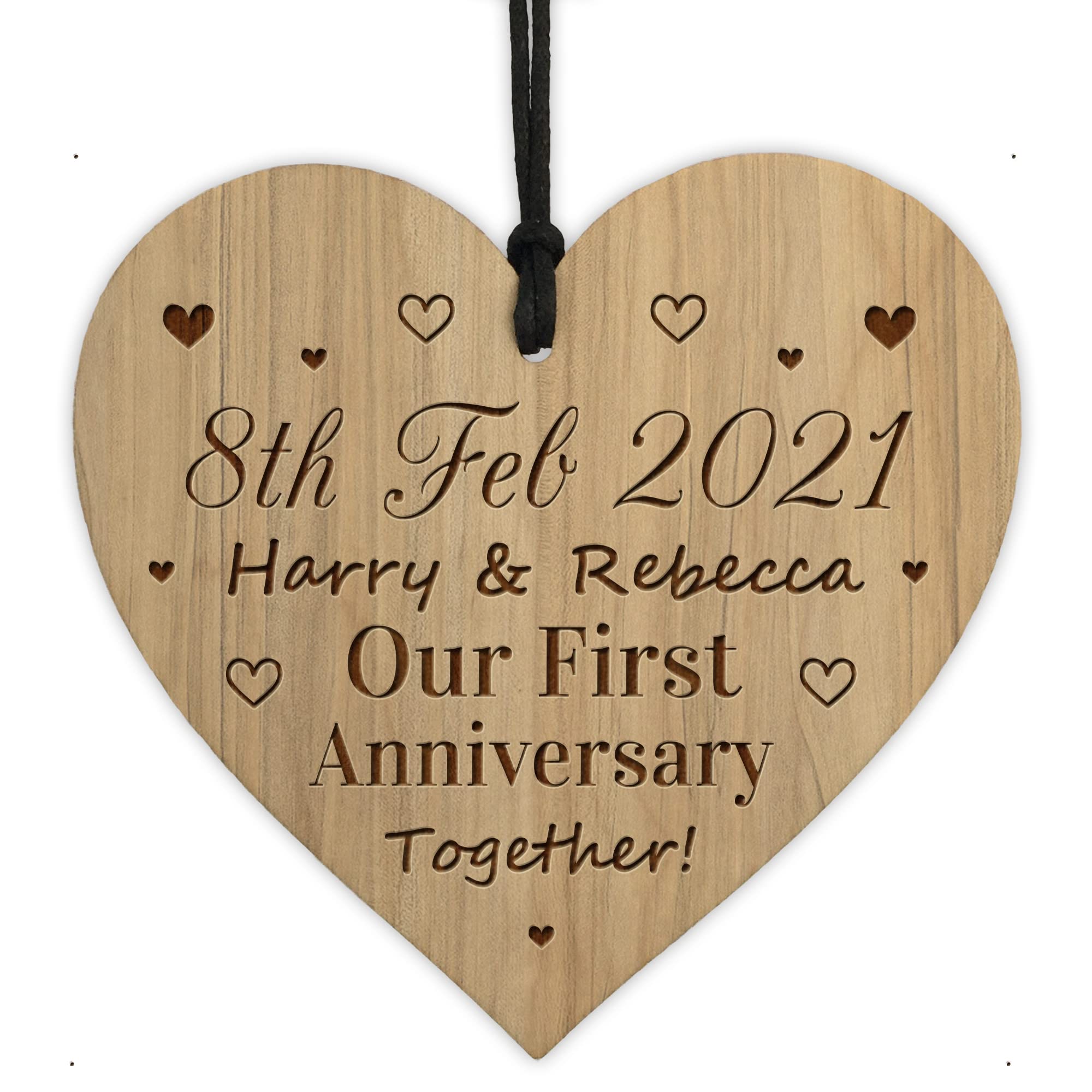 Red Ocean Personalised 1st Anniversary Engraved Heart For Him Her Keepsake