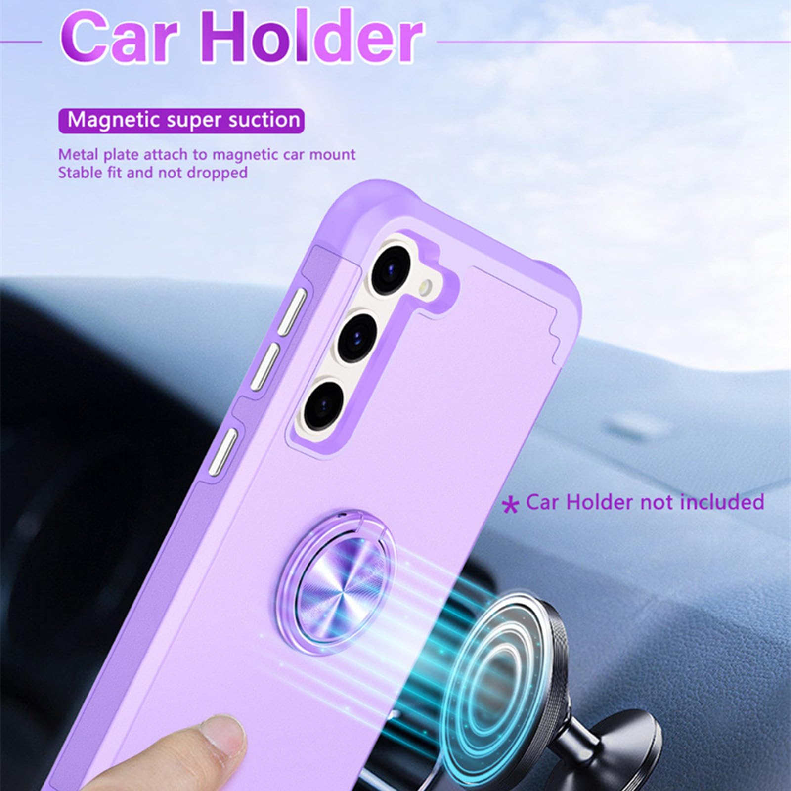 Fallschutz Hülle für Samsung Galaxy S24 Ultra/S24 Plus/S24,Rundumschutz Flüssig-Silikon Schutzhülle Magnetische Adsorption Ständer Handytasche,Schwarz,S24 6.2''