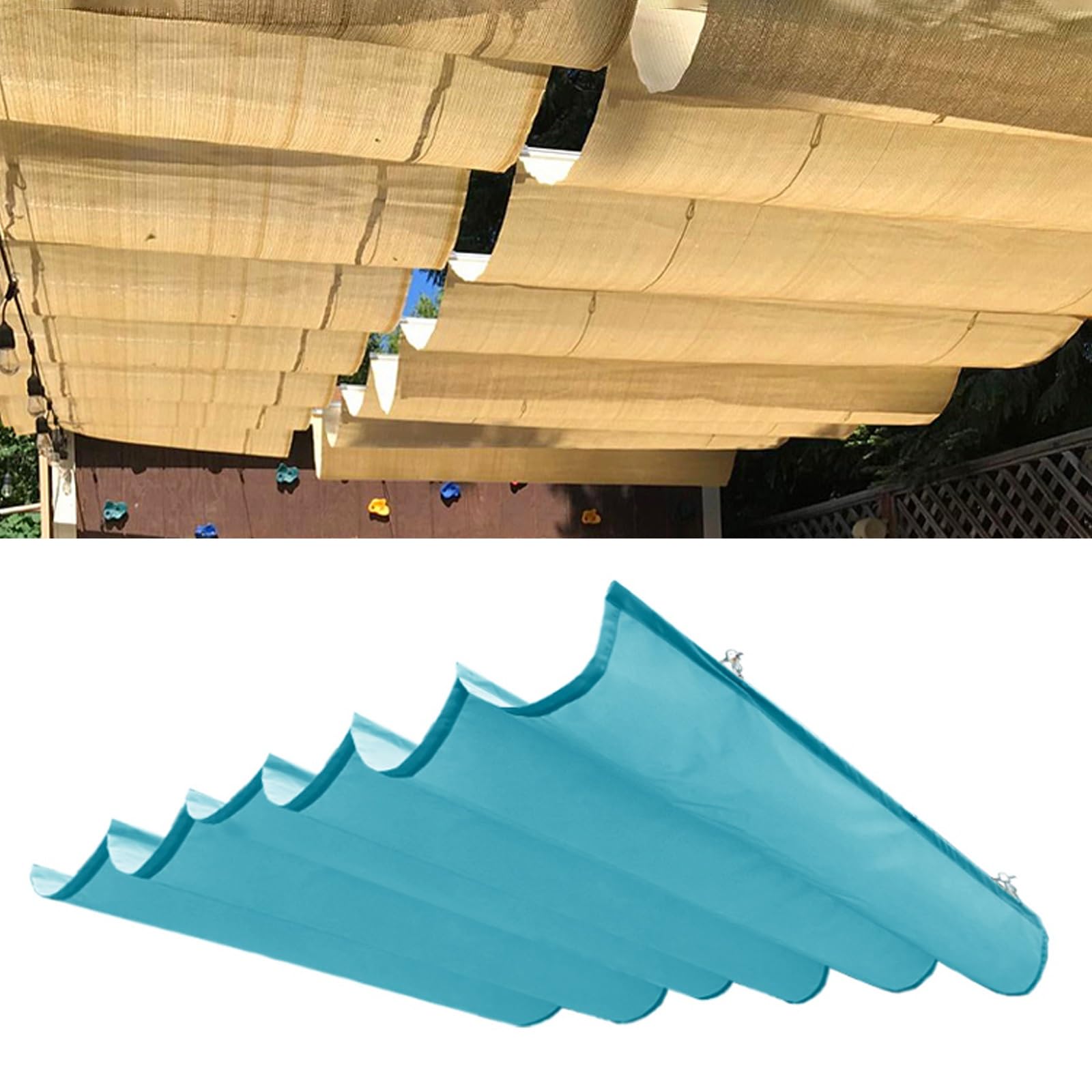 Voile d'ombrage bleue rétractable imperméable protection UV pour bâche terrasse balcon