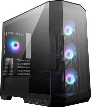 MSI MAG PANO M100R PZ PC Case microATX Middle Tower Black Pillarless Model Tempered Glass Panel with 4 ARGB Fans Back Connector Compatible CS8963