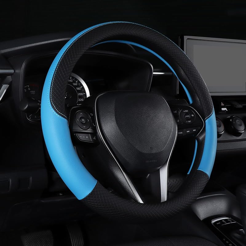 Capa para Volante em Couro Genuíno Follicomfy Azul para 36,8 a 38,1 cm, 1 unidade