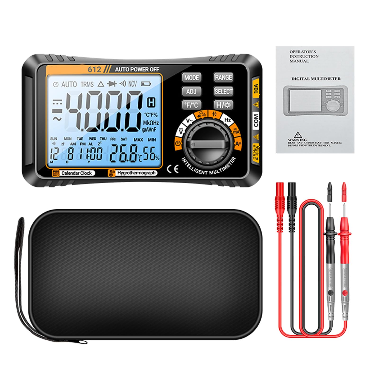 Backlit Resistor Voltmeter Current Tester 4000 Count Multimeter Battery Operated Large Screen