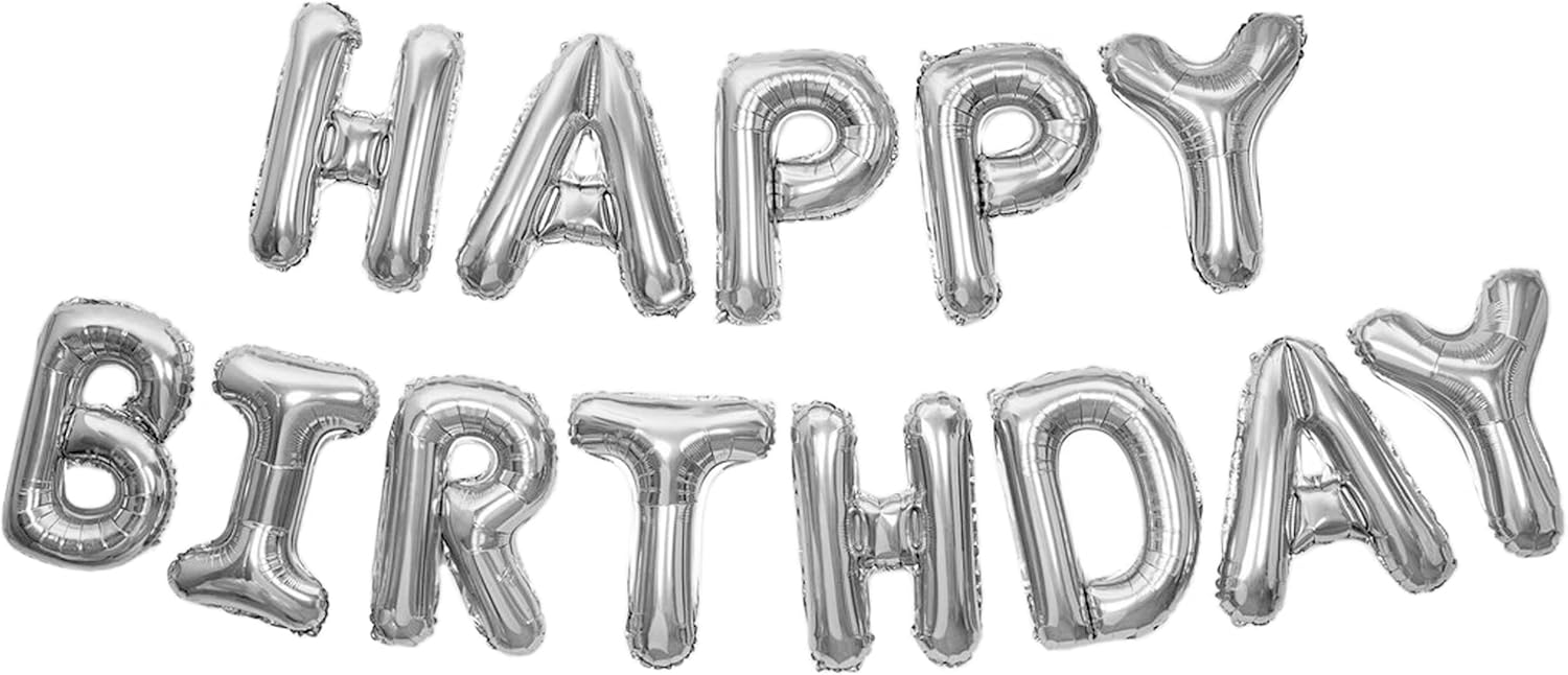 Happy Birthday Banner 3D Balloon Lettering Mylar Foil