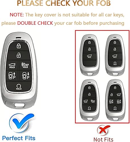 Miniatura 2 de OFFCURVE Funda para llavero Hyundai para 7 botones 2019 2020 2021 Hyundai Sonata Nexo 2022 Hyundai Tucson 2023 Palisade Santa Fe Smart Key Holder