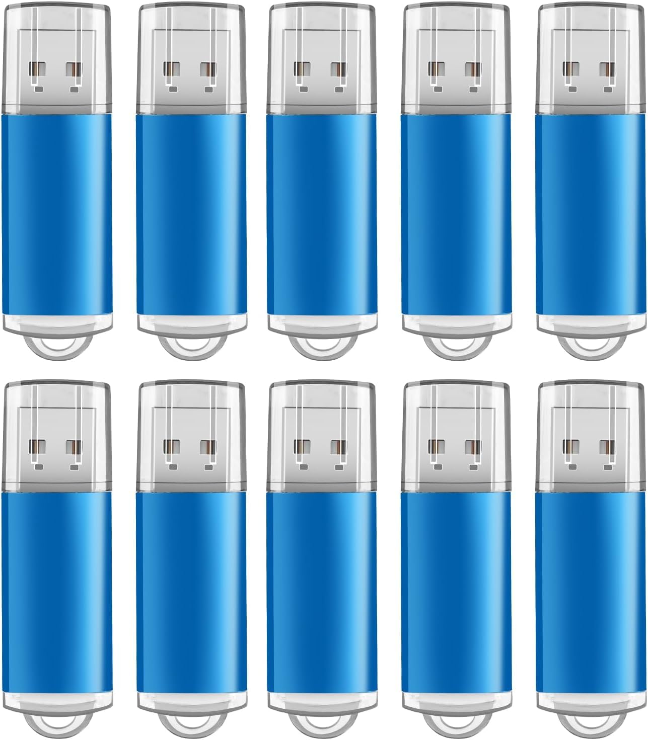 SORIME 10-Pack 2GB Blue Plastic USB 2.0 Flash Drives, USB Sticks with LED