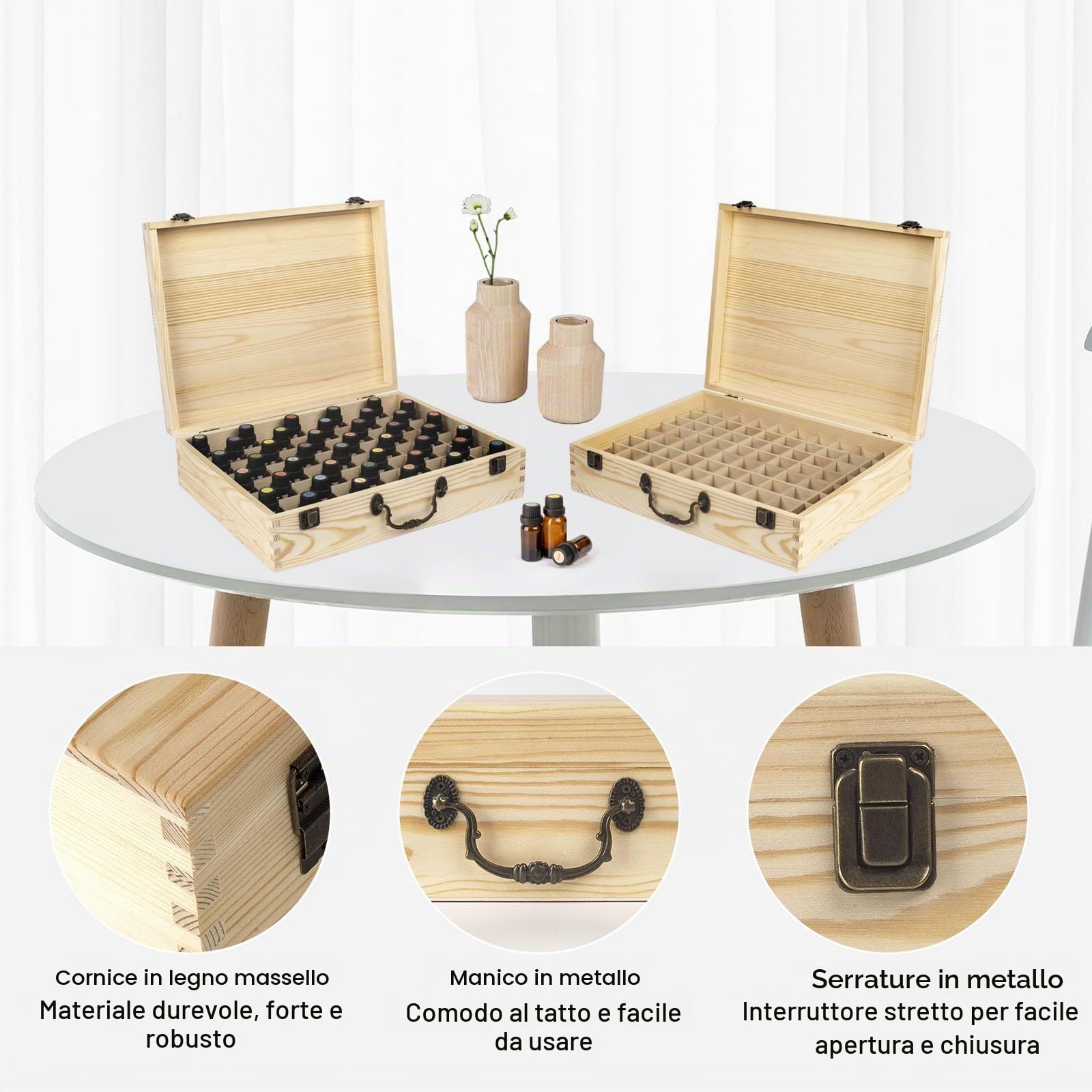Olio Essenziale Organizzatore Contenitori Scatola di Legno 80 slot