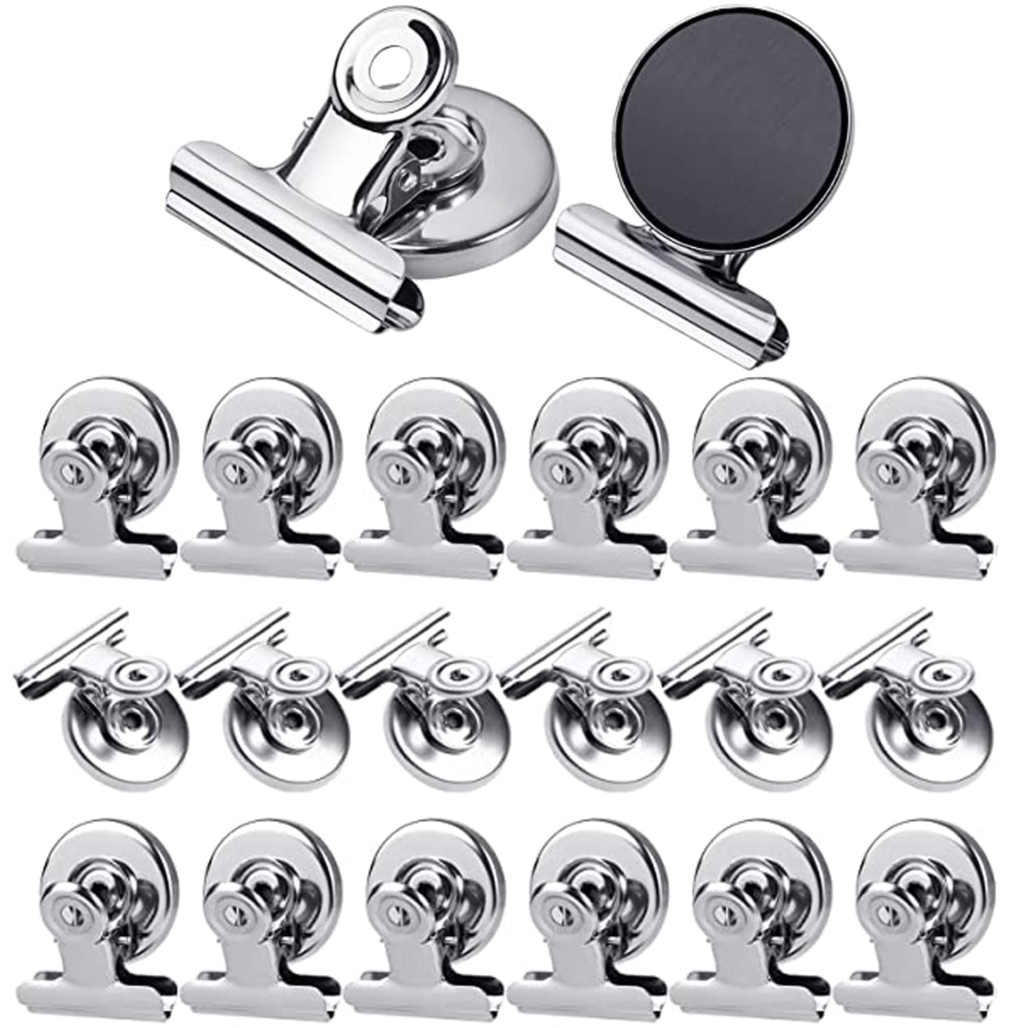 20 Pack Refrigerator Magnets Fridge Magnets Magnetic Clips Perfect for Refrigerator Whiteboard Magnets Photo Displays Home School and Office Use (Silver)