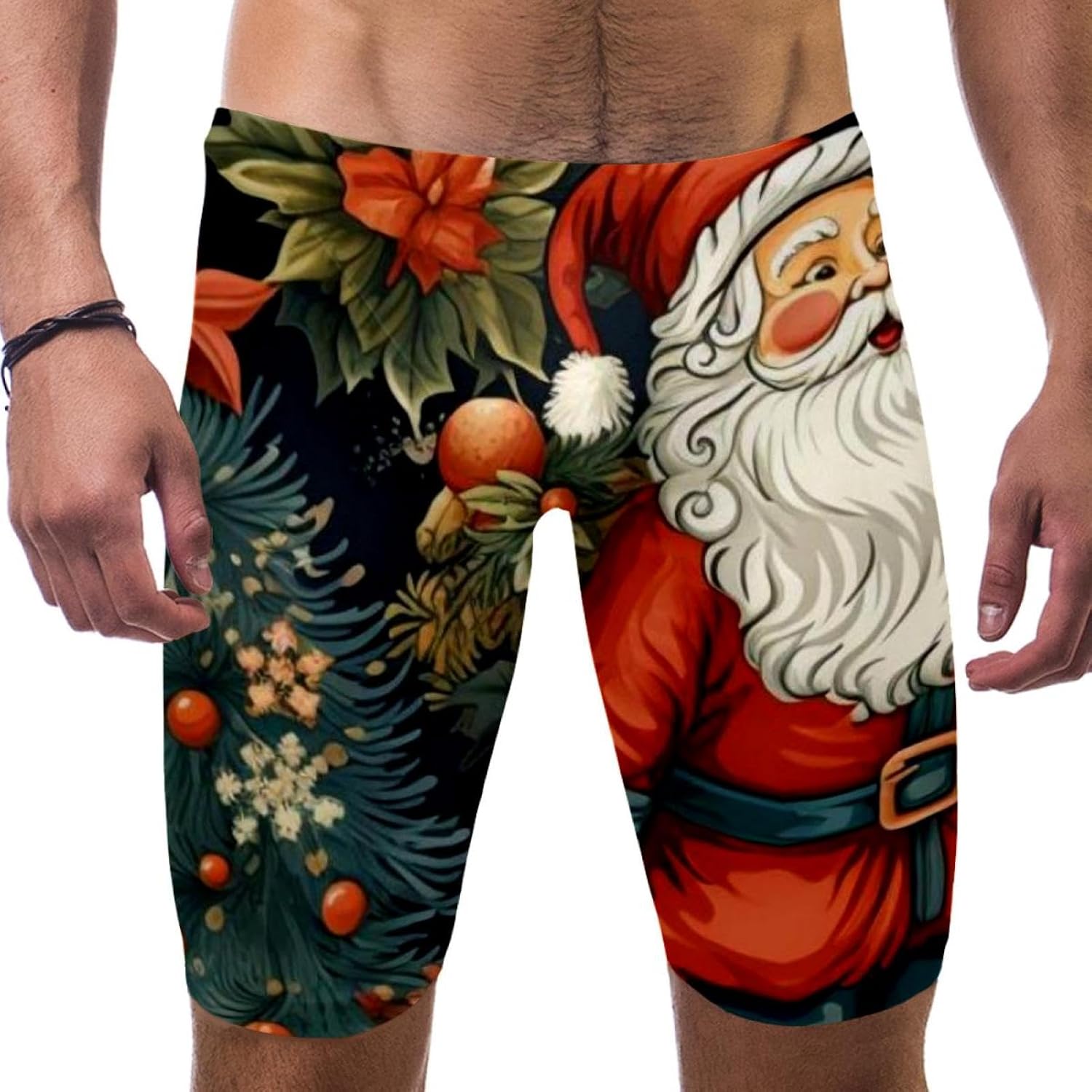 Christmas Elements Men's Swim Jammers for Training, Swim Shorts for Boy Dry Quick Youth Boys Jammer Swimwear