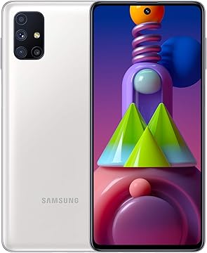Samsung Galaxy M51 Mobile Phone Sim Free Smartphone White UK version Amazon Exclusive 