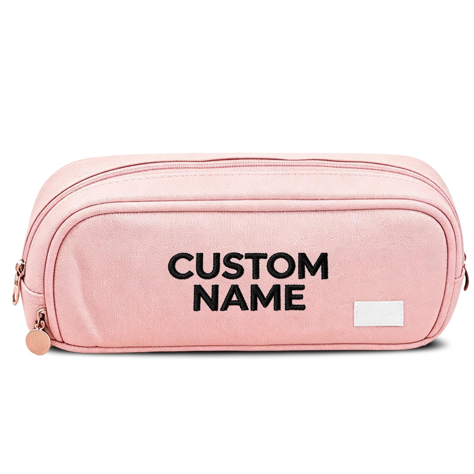 Personalized Multi Compartment Pencil Case for Students with Text，Pink