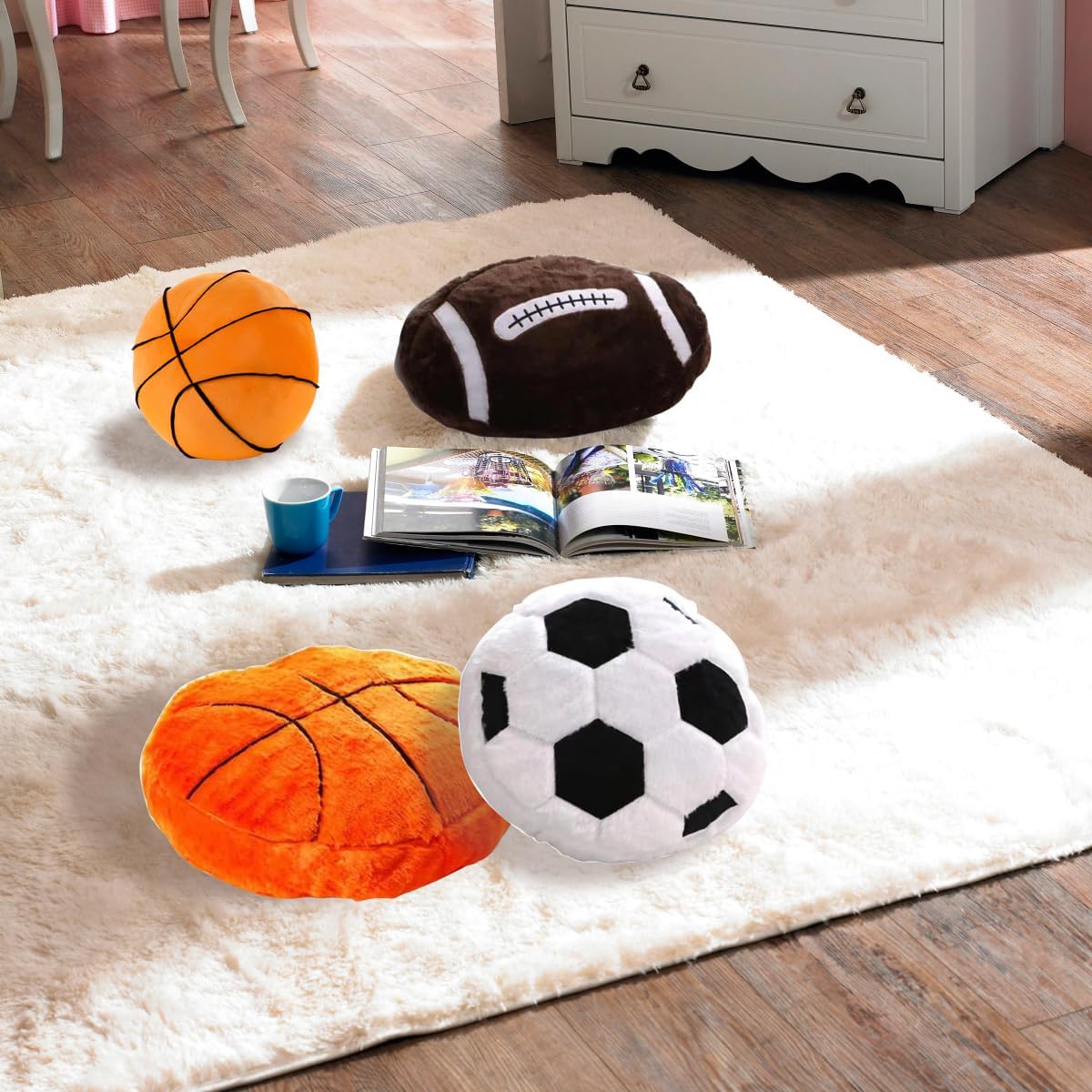 Basketball Sports Pillow Fluffy Soft Throw Pillow Toy ，18" Durable Sport Basketball Plush Toys,Plush Pillow Toys Gift for Kids Boy Girls Children Room Decoration