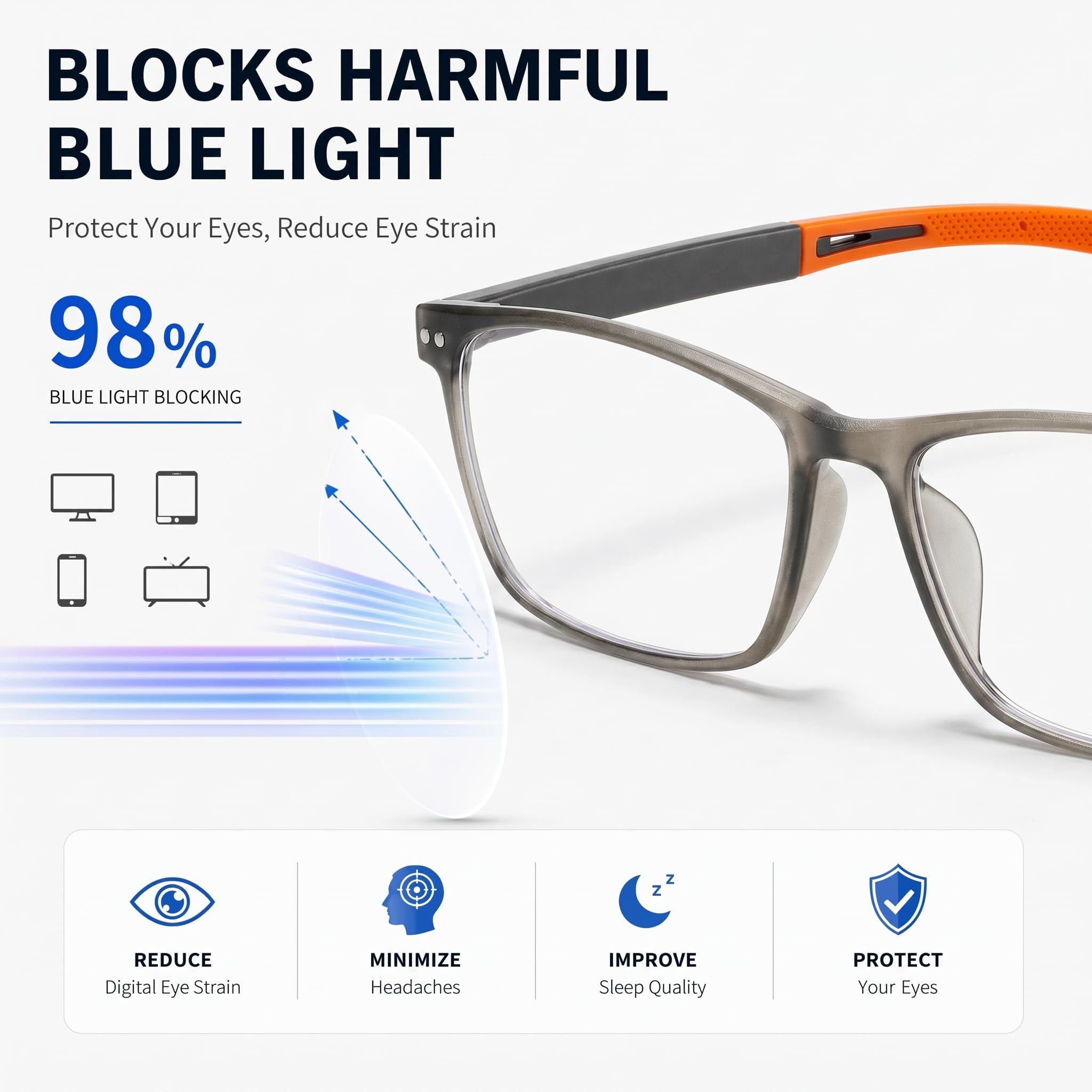 Gafas de lectura TR90 para hombre, diseño deportivo, bloqueo de luz azul, flexible, cómodo, ligero