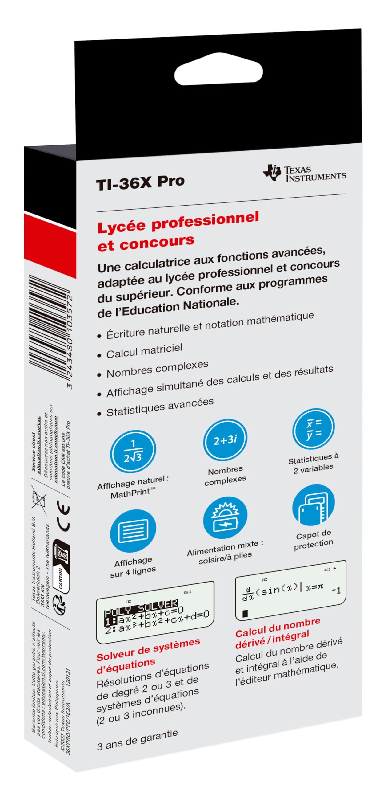 Texas Instruments - Texas Instruments Calculatrice Scientifique TI-36X Pro