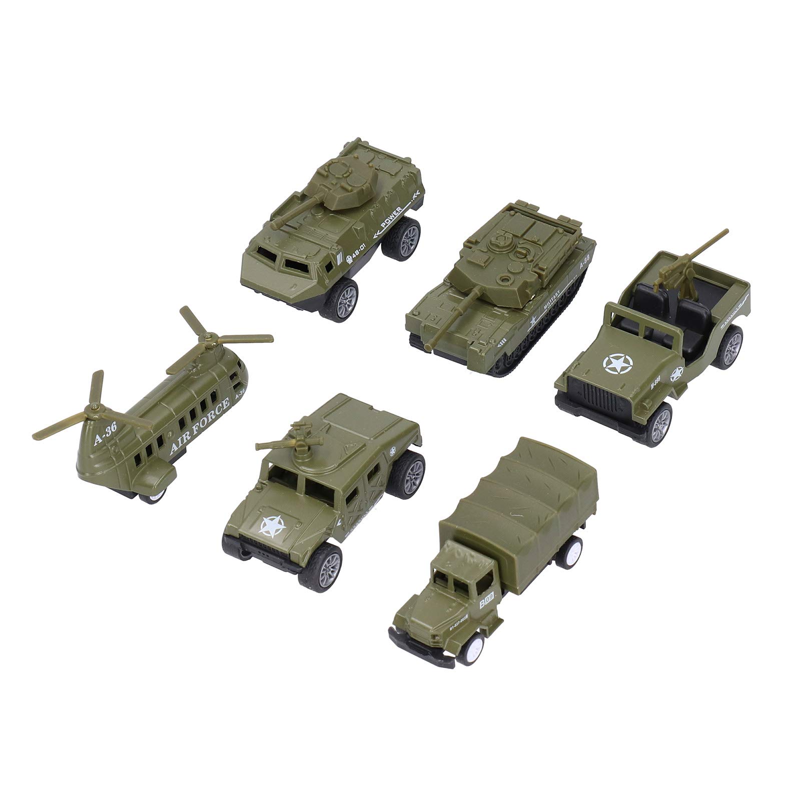 Modèle de Véhicules Militaires 1:64 Superbes Modèles de Véhicules de Camion-citerne à Tirer pour Enfants et Adultes, Ensemble de 6 Pièces pour les Collectionneurs et les Amateurs de Jouets