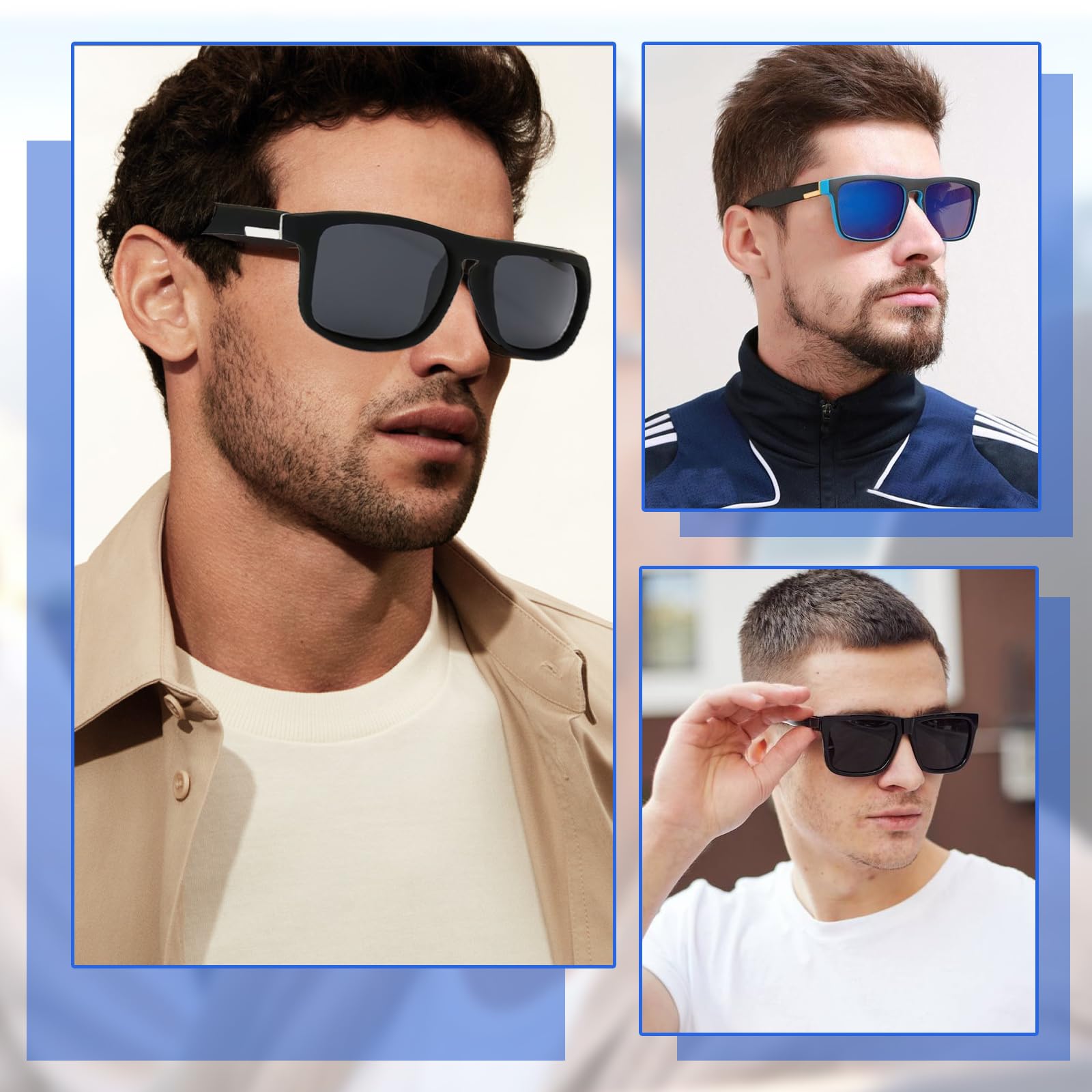 Lot de 4 paires de Lunettes de Soleil Lunettes de Soleil Polarisées pour Homme Femme Disponibles UV Protection