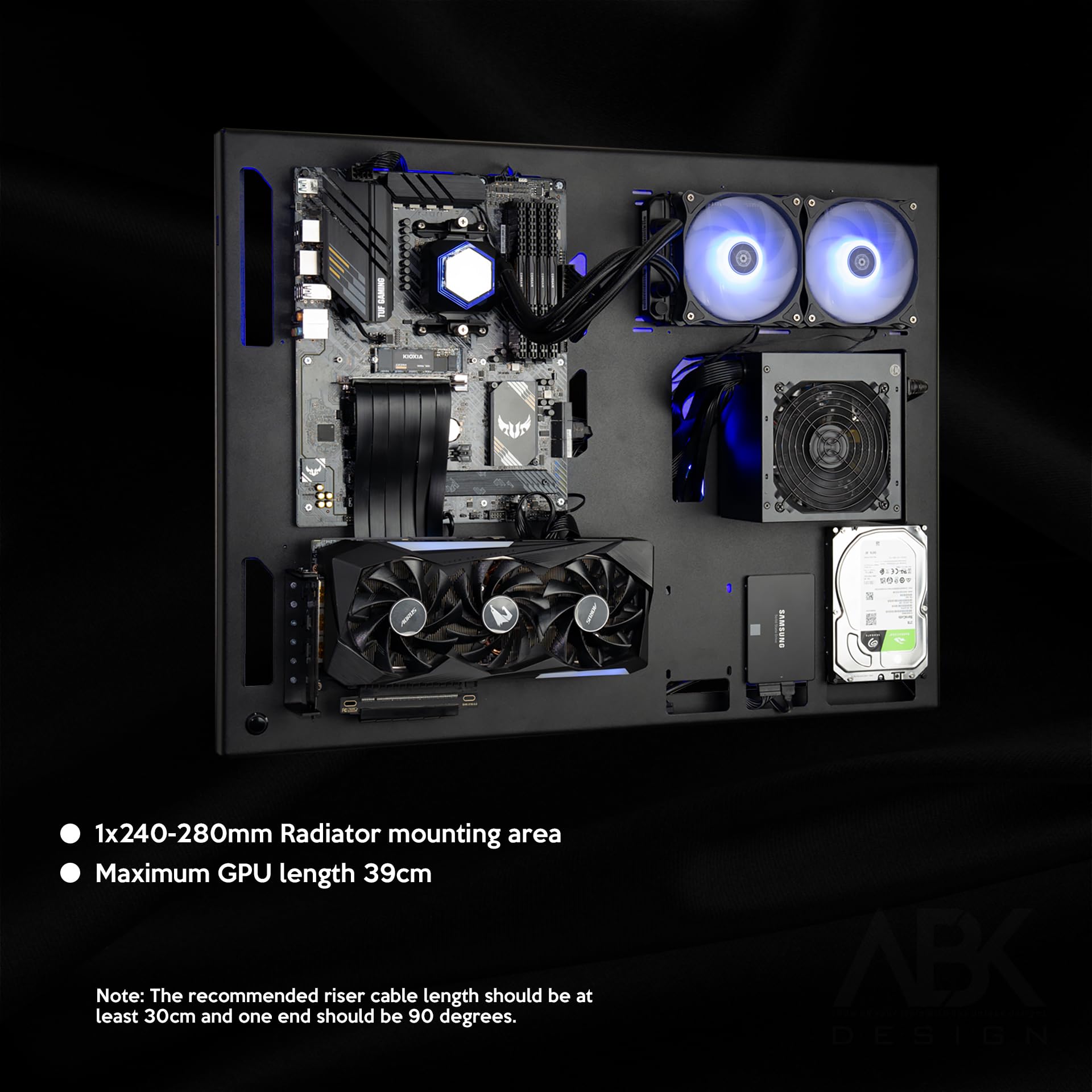 ABK Design, Wall Computer Case - Wall Mount Computer Case - Gaming PC Case - Wall Mount ATX Case - Wall PC Case for PC Gaming - Computer Cases for PC Computer - Pc Case