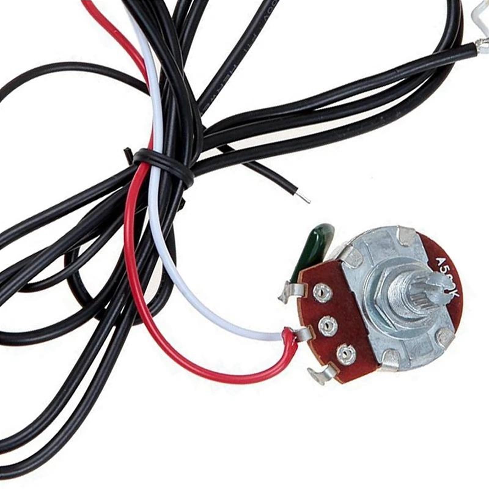 Kit Arnés Precableado Arnés de cableado para guitarra precableado pastilla doble 500 K potenciómetro interruptor de palanca de 3 vías color plateado 20 unidades