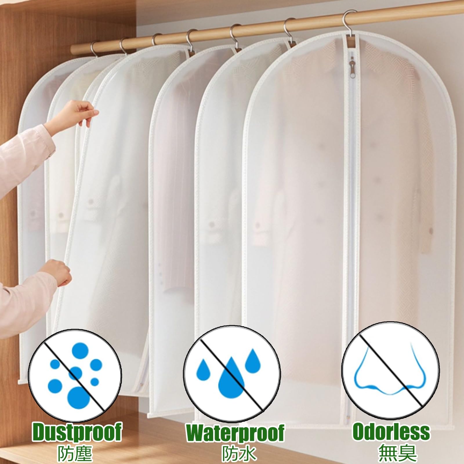Buste Trasparenti Per Vestiti Copertura Vestiti Con Cerniera Copri Abiti Da Armadio Peva Lavabile Buste Per Abiti Per Camicia Costumi Cappotti Giacca Porta(Semi-transparent,60 * 140cm,15pc)