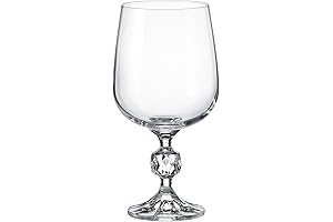 Czech Bohemian Crystal Glass Wine Glasses 11oz./300mL Glassware Set of 6
