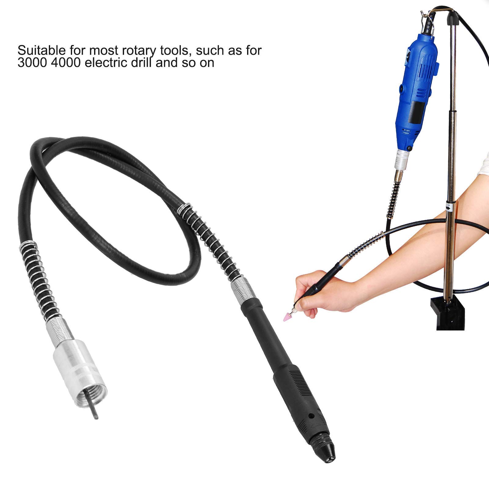 Flexible Bohrwelle Verlängerung Flexwelle mit elektrischer Bohrmaschine 3,2 mm Spannfutter mit flexibler Welle Zubehör für Elektrowerkzeuge 1,1 m