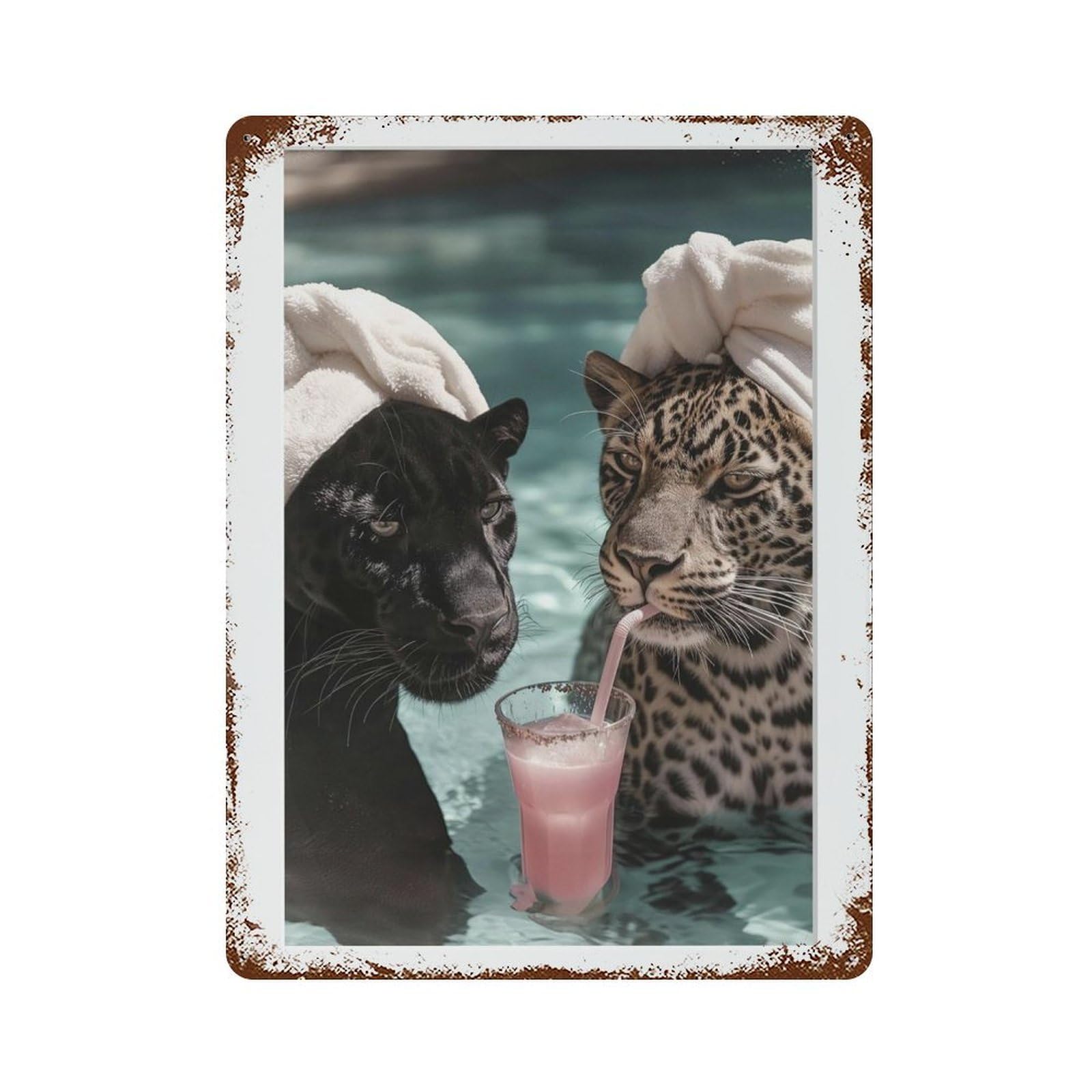 xiaoxiaoshen Pool Panthers, Photography S Wall Decor Art Metal Tin Poster Modern Home Decor Art Home Bar Shop Decorations Vintage Sign 40x30cm