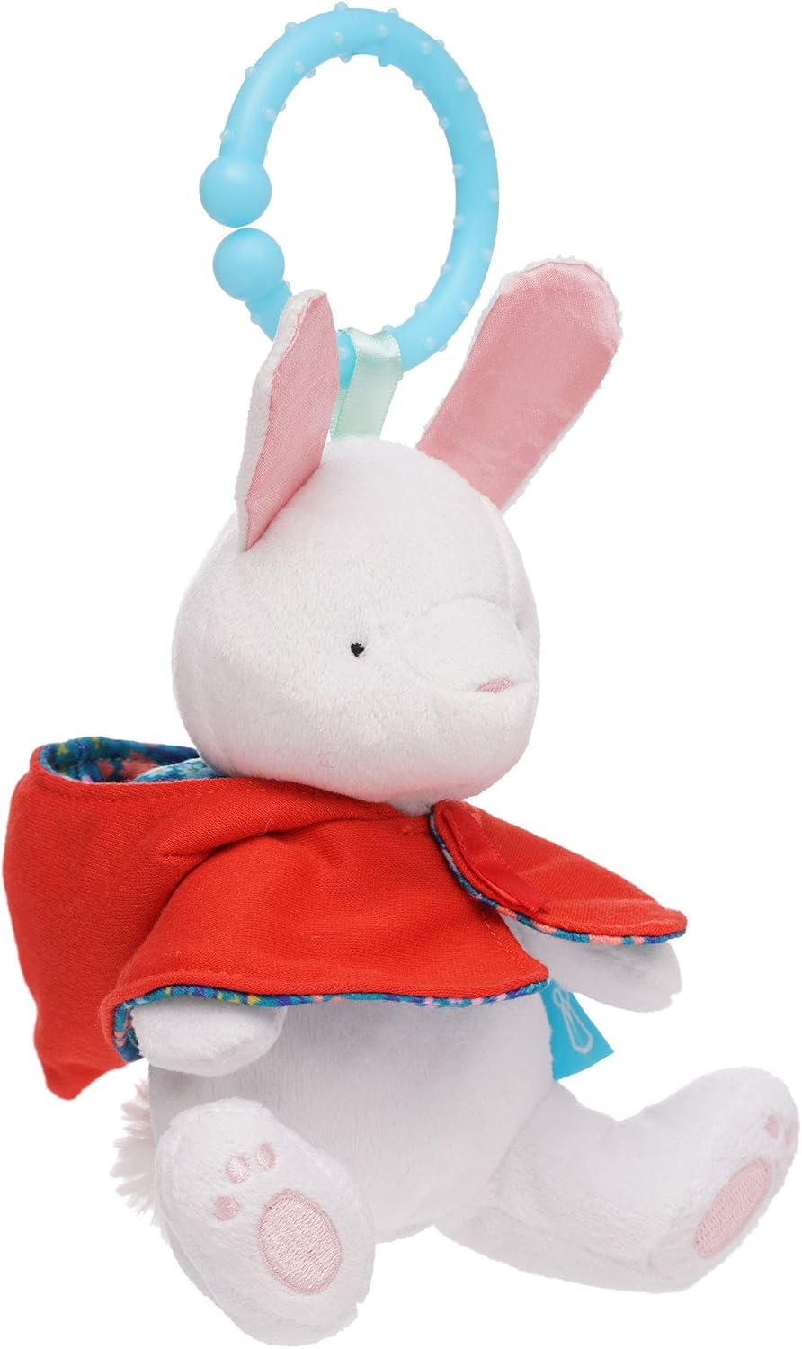 Manhattan Toy Fairytale Rabbit Plush Baby Travel Toy with Chime, Crinkle Ears and Teether Clip-on Attachment