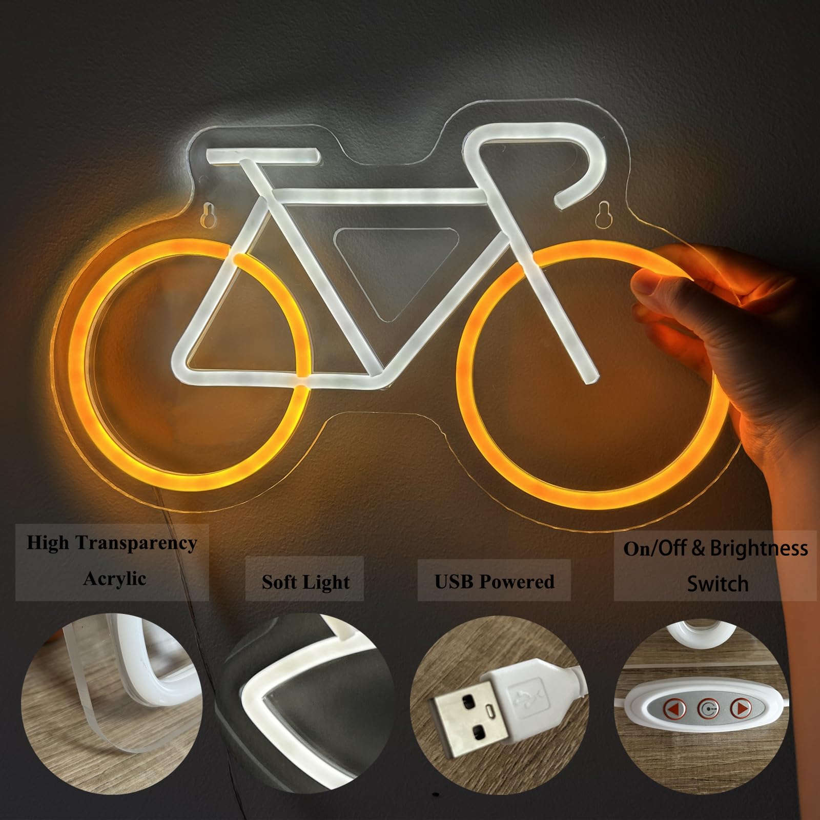アメリカンLEDアートフレーム/Cyclone Racer/ネオン Bicycle Neon Signs for Man Cave, Gifts for Bicycle