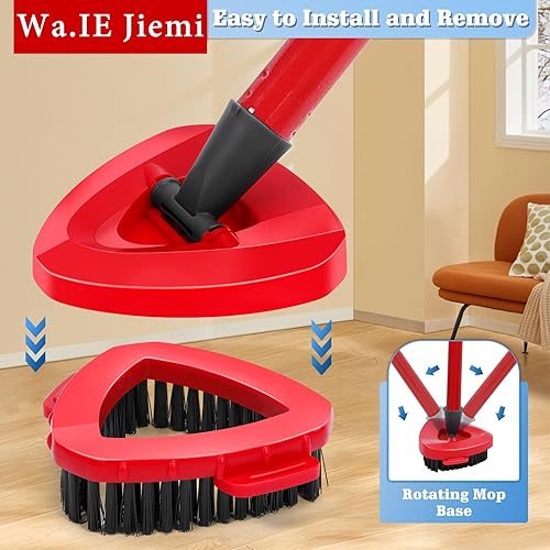 Miniatura 6 de Paquete de 4 cabezales de repuesto para trapeador giratorio compatibles con el sistema Oceda EasyWring de 1 tanque, mango de trapeador giratorio de