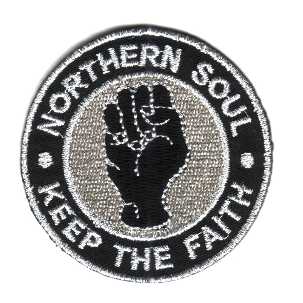 Sew-on Iron-on Embroidered Patch Northern Soul Fist Scooter Ska Badge (Black & Silver)