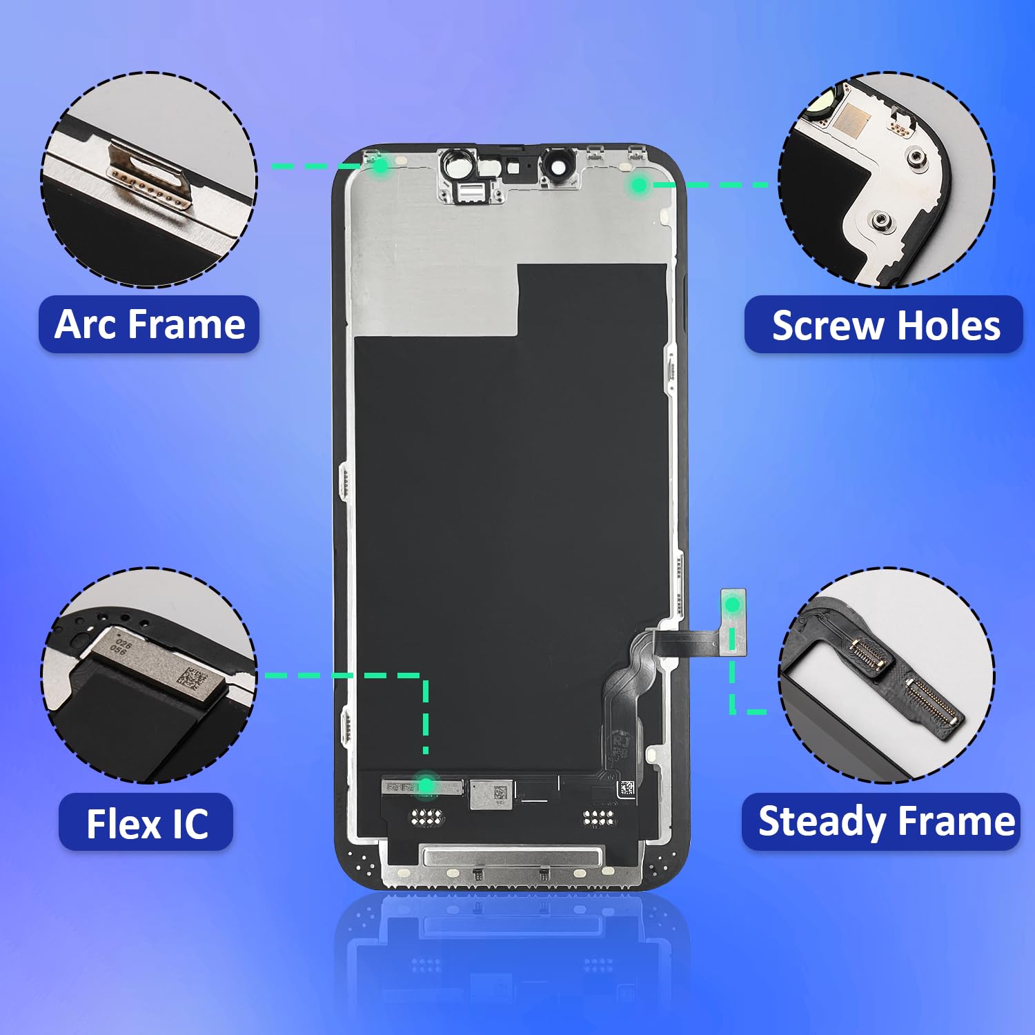 Écran pour iPhone 13 6,1" Full HD LCD Retina Tactile Cadre Assemblage