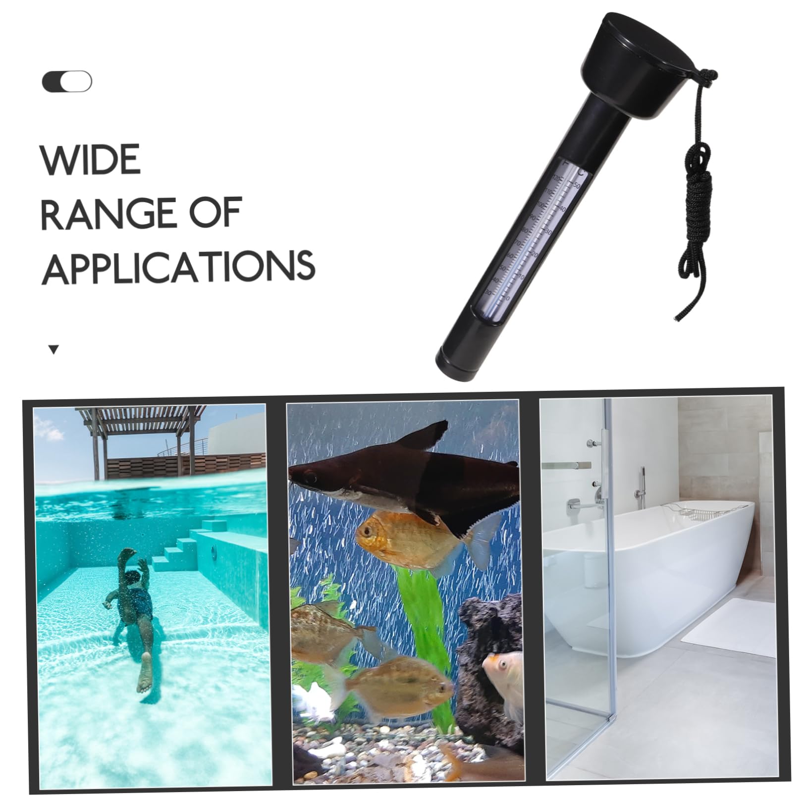 5 Pièces Thermomètre De Piscine Outil De Mesure De La Température De La Piscine Thermomètre Flottant Pour Plongée à Froid Outil De Mesure De La Température De L'eau Black Plastique Yardwe