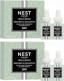 Smart Home Fragrance Diffuser Refill Smart Vials, Wild Mint & Eucalyptus - 4 Refill Smart Vials, Set of 2 - Designed for NEST x Pura 3 and NEST x Pura 4 Diffusers - Cruelty Free, Vegan