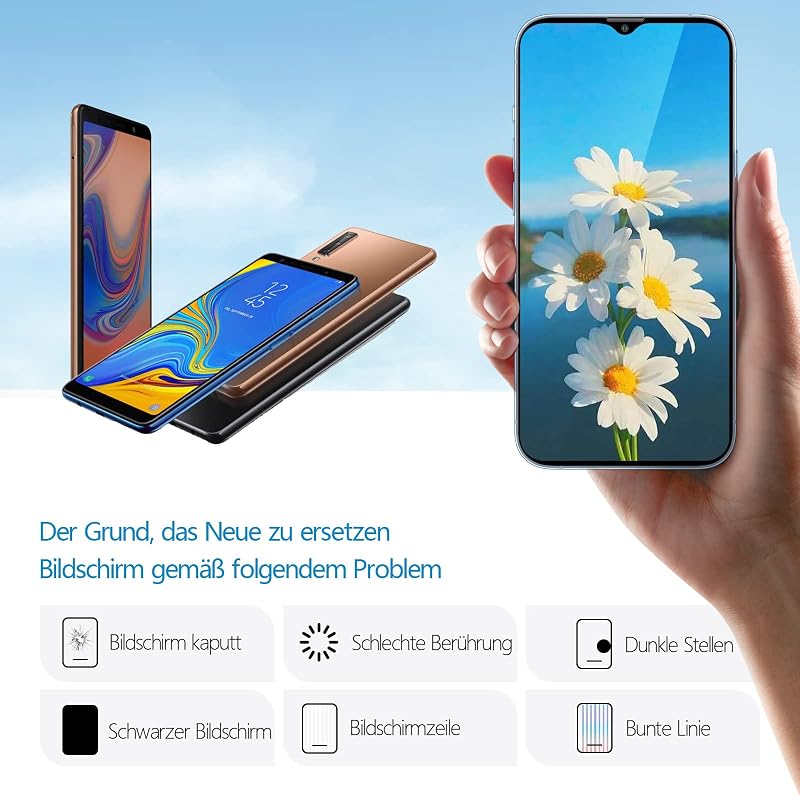 RongZy Samsung Galaxy A7 2018 (A750) Kijelző Csere - OLED Érintőképernyő Digitalizálóval, Fekete Kerettel és Szerszámokkal
